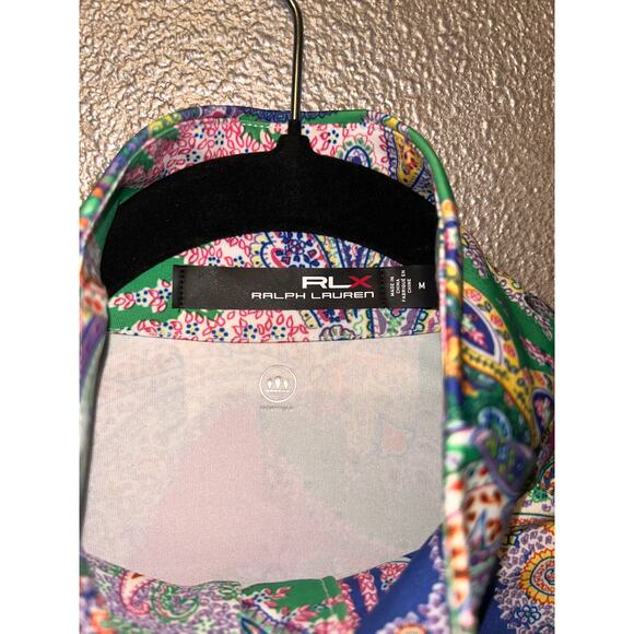 RLX  Ralph Lauren Sporty Athletic Golf Green Paisley Performance Wicking Top - Picture 4 of 9